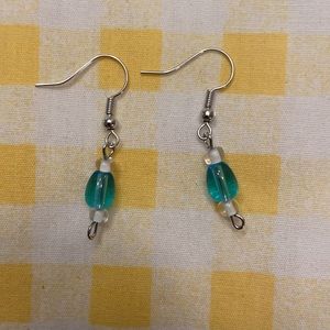 Blue and white beads. Dainty. Eloquent. Christian artist. Homemade.